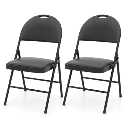 2 scaune pliante set cu cadru de metal capitonat scaun de grădină din piele artificială scaun pliant