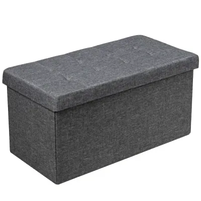 Set Stool cu scaun pliabil de depozitare pantofi Bench cu scaun capitonat structura gri închis
