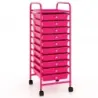 Cada de masini Rolling container sidecar cu 10 sertare 33 x 37 x 86 cm Hot Pink