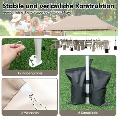 3 x 6 m Pavilion cu sac de transport pliere pavilion înălțime reglabil partid cort pavilion Bej