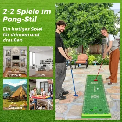 332 cm Golf Punere Mat cu 2 lilieci reglabile & 6 bile Golf Exercitii Mat Golf