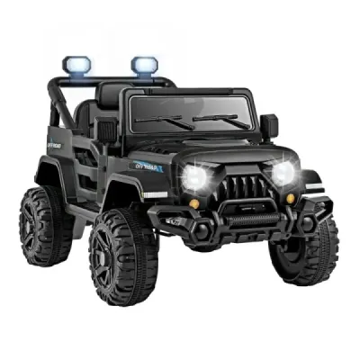 Vehicul electric cu comandă la distanță și roți off-road și lumini LED Camion Negru jucărie