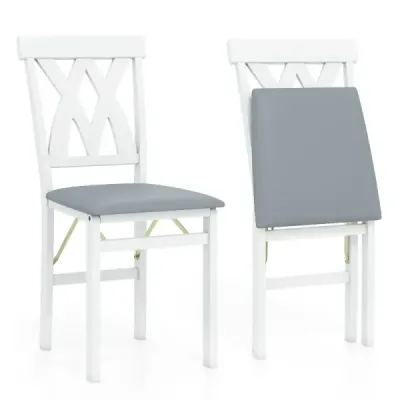 2 Set Scaune dining Scaun din bucatarie pliabil cu scaun pliant scaun capitonat Beistellstuh Alb
