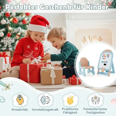 Personal pentru copii cu scaun Panou pentru copii reglabil și pliabil cu Whiteboard & Storage Box Blue