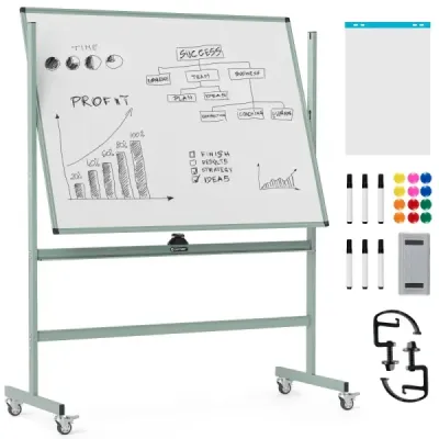 Dublu Sided Mobile Whiteboard Înălţime reglabilă Magnetic Whiteboard Whiteboard