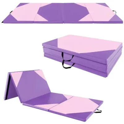 Preş pliabil din piele artificială cu închidere Velcro şi mânere 300 x 117 x 5 cm violet