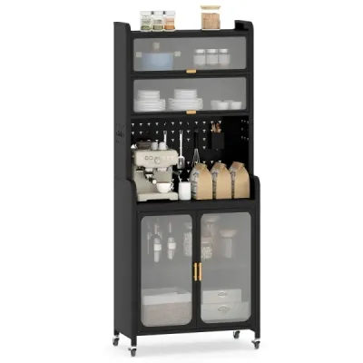 dulap de bucatarie cu role rafturi bucatarie cu worktop pliabile usi PC reglabile rafturi & gaura negru perete