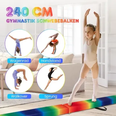 240 cm Copii Grinzi de echilibrare pliabile cu grinzi de gimnastică cu mâner