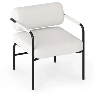 Scaun cu accent de lounge modern cu brate Scaun unic Relaxa Scaun alb
