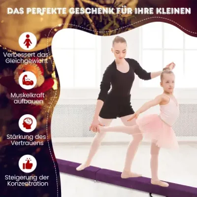 240cm Swinging grinzi Copii Echilibrare grinzi gimnastică pliabile cu mâner și podea violet
