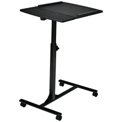 Laptop masă înălțime masa reglabil pat cu role 64 x 45 x 71-93 cm Negru