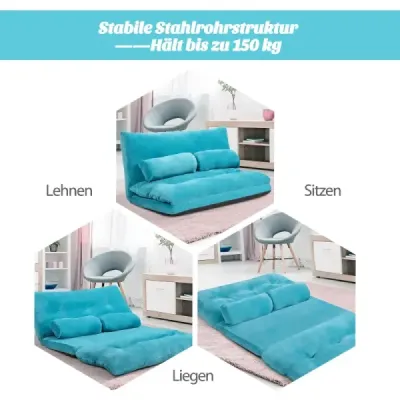 canapea reglabilă podea și canapea podea canapea cu 2 perne 180 x 98 x 18 cm Albastru