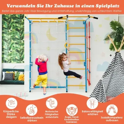 Gimnastica 7 la 1 copii alpinism perete cu net 197,5 x 83,5 x 223 cm