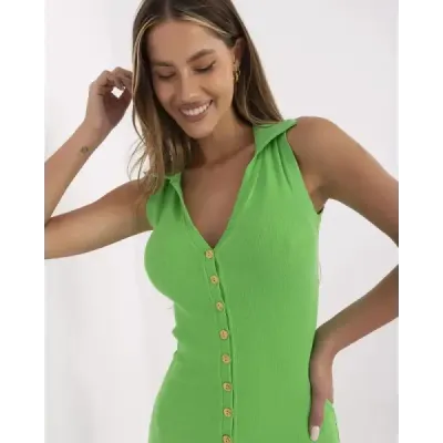 Rochie creion cu nasturi de aur verde (7803)
