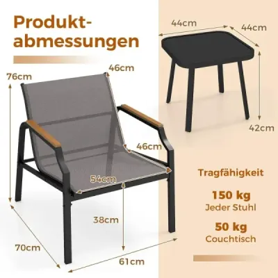 3-TLG. Mobilier pentru grădină Set cu 2 scaune si masa Mobilier Balcon Set gradina