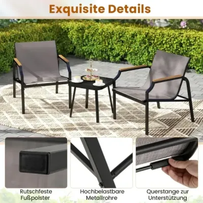 3-TLG. Mobilier pentru grădină Set cu 2 scaune si masa Mobilier Balcon Set gradina