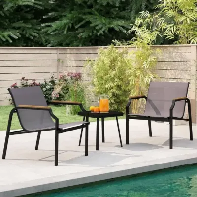 3-TLG. Mobilier pentru grădină Set cu 2 scaune si masa Mobilier Balcon Set gradina
