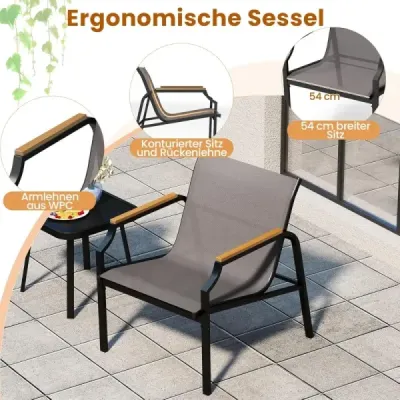 3-TLG. Mobilier pentru grădină Set cu 2 scaune si masa Mobilier Balcon Set gradina