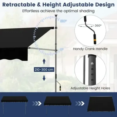 Pensare fara forare cu inaltime reglabila si rezistenta la UV 250 cm Negru
