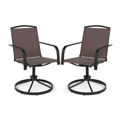 2 Set 360° Scaune de gradina rotativa cu scaune de tesatura de uscatoare rapida maro