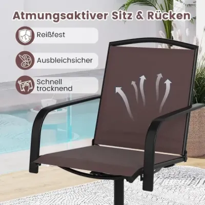 2 Set 360° Scaune de gradina rotativa cu scaune de tesatura de uscatoare rapida maro