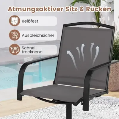 2 Set 360° Scaune de gradina rotativa cu scaune de tesatura de uscat rapida