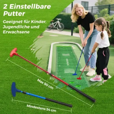332 cm Golf Punere Mat cu 2 lilieci reglabile & 6 bile Golf Exercitii Mat Golf