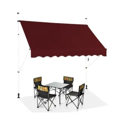 Copertina terminală de 200 cm lat balcon coperta fără foraj UV rezistent la inaltime reglabil vin rosu