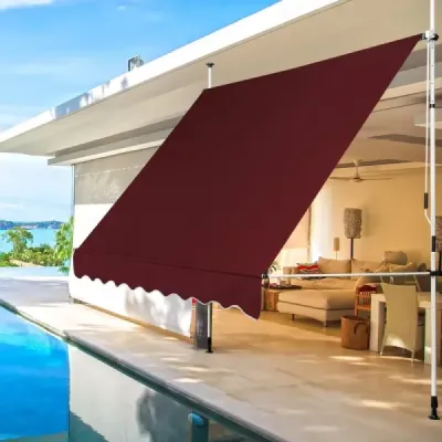 Copertina terminală de 200 cm lat balcon coperta fără foraj UV rezistent la inaltime reglabil vin rosu