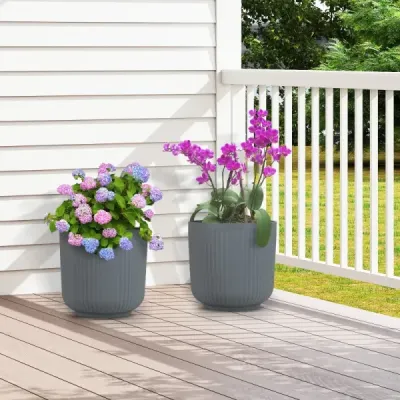 2 ghivece de plantat vase cu găuri de drenaj ghivece decorative de flori gri