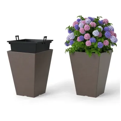 2 plantare diblu cu ghivece de flori interior oală cu găuri de drenaj