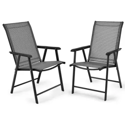 2 Set Garden Scaun pliant scaun scaun terasă pentru excursii de camping Scaun de camping pliabil Gri
