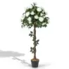120 cm trandafir cu trandafiri albi copac artificial cu flori flori artificiale copac