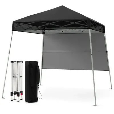 Pavilion 2x2 m Înălţimea pavilionului pop-up reglabil cu perete lateral şi cârlig podea impermeabil şi protecţie solară cort parte Negru