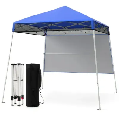 Pavilion 2x2 m Înălţimea pavilionului pop-up reglabil cu perete lateral şi cârlig de podea Rezistenţă la apă şi protecţie solară cort parte albastru