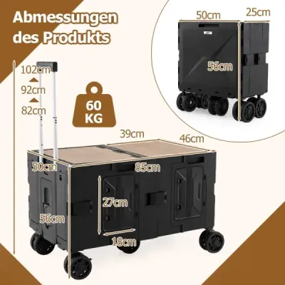 Coș pliabil cu mâner și bautura de culoare neagră