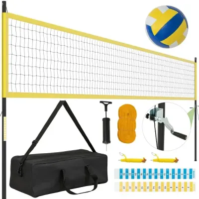 9, 5 x 1 m Volei Net Pool Volei Net Înălțime reglabil cu Stand Beachvolleyball Galben