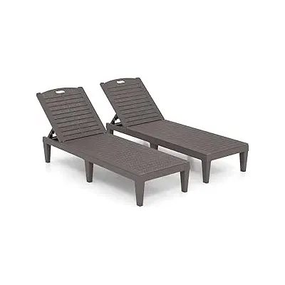 2 a stabilit lounger soare cu backrest reglabil plastic rezistent la vreme gradina canapea maro