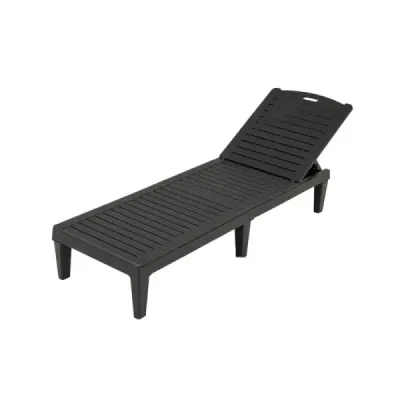 2nd set sun lounger cu backrest reglabil din plastic rezistent la vreme gradina canapea negru