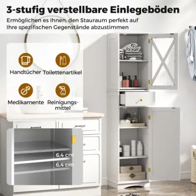 Cabinet baie Cabinet mare cu sertar raft reglabil 2 usi Cabinet baie mare Alb