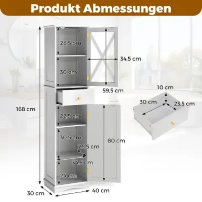Cabinet baie Cabinet mare cu sertar raft reglabil 2 usi Cabinet baie mare Alb