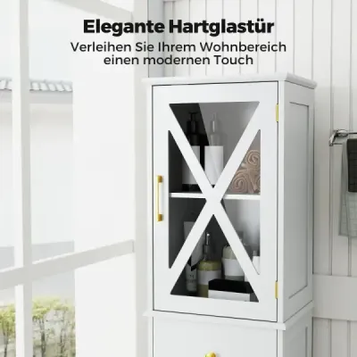 Cabinet baie Cabinet mare cu sertar raft reglabil 2 usi Cabinet baie mare Alb