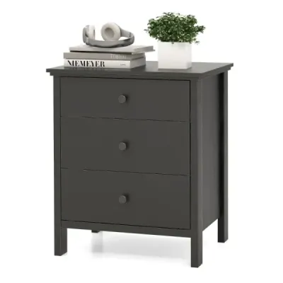 Masa de noapte cu 3 sertare Dulap de noapte pentru pat de primăvară 56 x 45 x 66 cm Negru