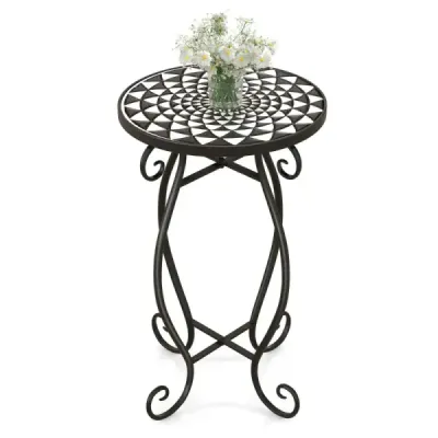 Masa de mozaic din metal si ceramica ø30 x 50 cm pentru gradina balcon