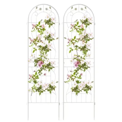2 Set Metal Ranking Grid Decorative Garden gard Freestanding Ranking ajutor 180 cm x 50 cm alb