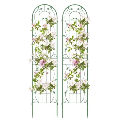 2 Set Metal Grilă pentru conectarea gard Decorative Garden Freestanding Ranking Aid Green