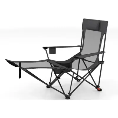 Scaun de camping cu tetieră detașabilă & spătar reglabil & scaun înger gri