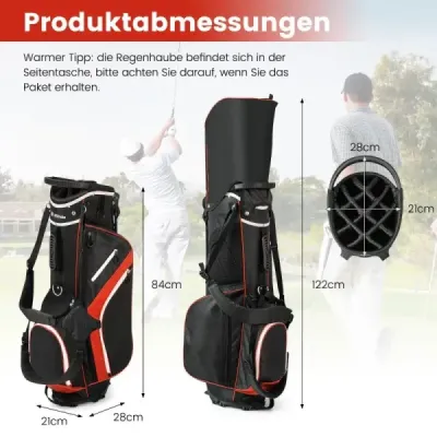 Pungă de golf cu 14x compartiment racheta & 6 buzunare & sac de răcire & capota de ploaie roșu
