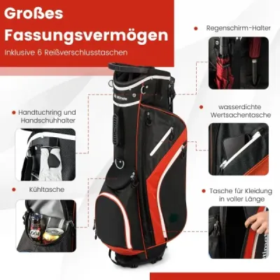Pungă de golf cu 14x compartiment racheta & 6 buzunare & sac de răcire & capota de ploaie roșu