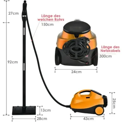 Purificator de aburi 2000W Floor Steam Cleaner cu 19 accesorii Orange